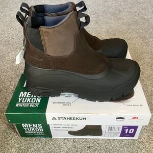 Staheekum Yukon Mens 10 Winter Boots Brown Black Insulated Waterproof NEW IN BOX